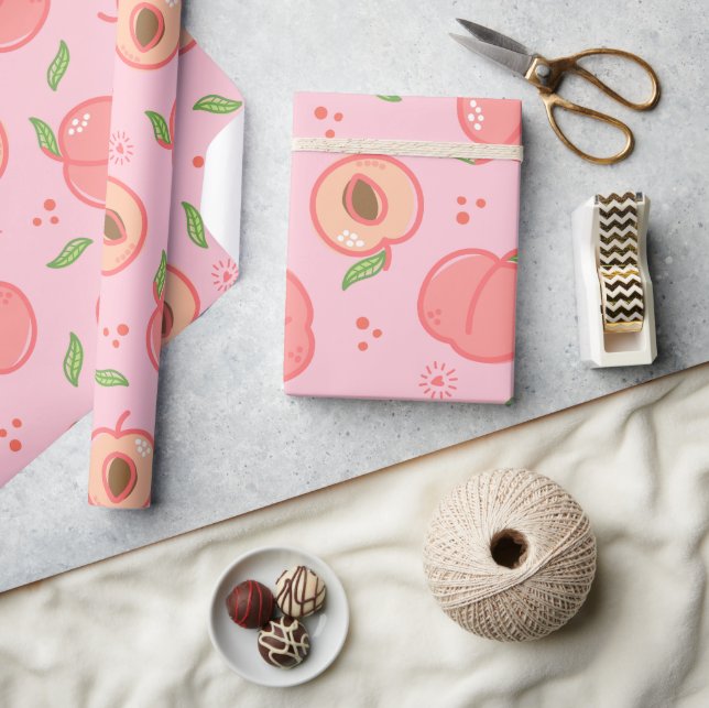 Sweet Summer Peach Pattern Wrapping Paper (Crafts)