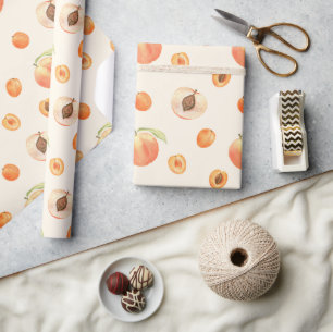Sweet Summer Peach Pattern Wrapping Paper