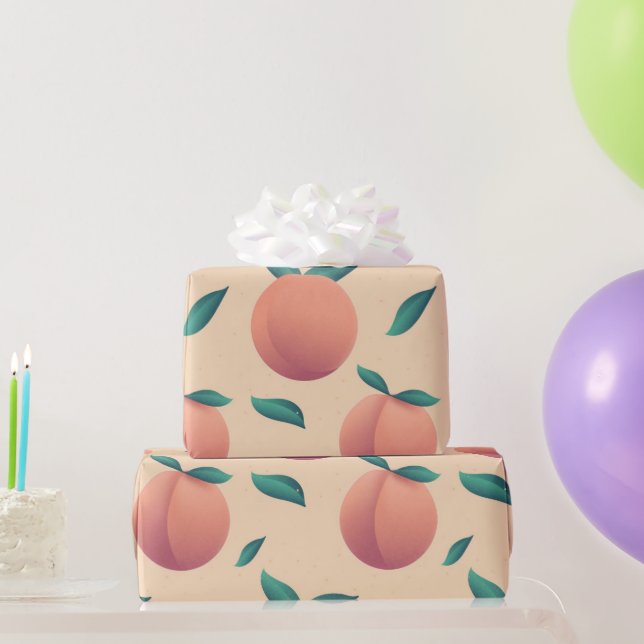 Sweet Summer Peach Pattern Wrapping Paper (Party Gifts)