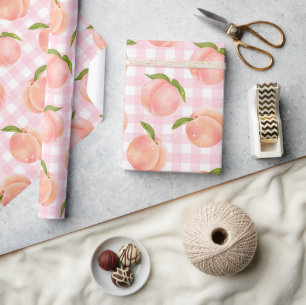 Sweet Summer Peach Pattern Wrapping Paper
