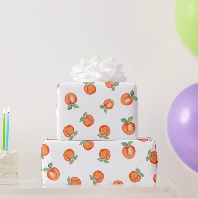 Sweet Summer Peach Pattern Wrapping Paper (Party Gifts)