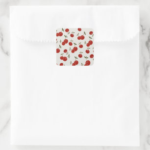 Sweet Summer Red Cherries Garden  Square Sticker