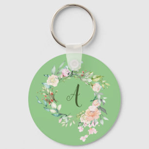 Sweet Summer Rose Garland Personalised Initial Key Ring