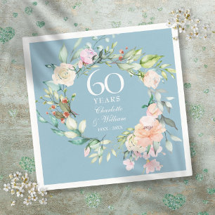 Sweet Summer Roses Garland 60th / 75th Anniversary Napkin