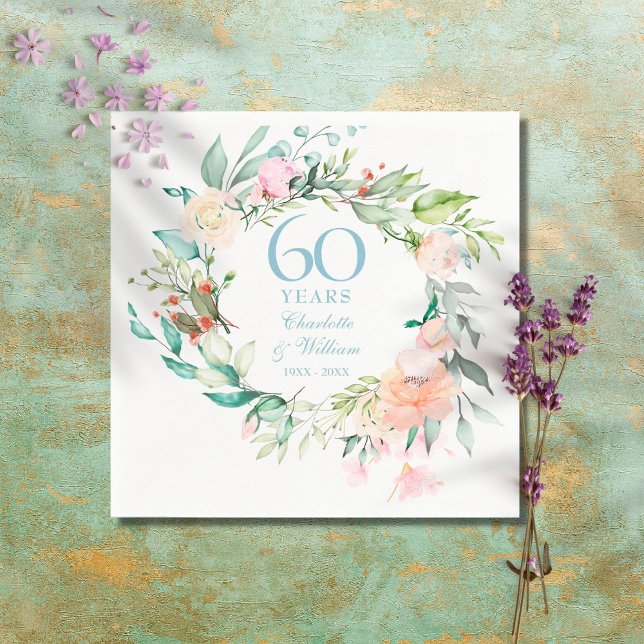 Sweet Summer Roses Garland 60th / 75th Anniversary Napkin (Creator Uploaded)