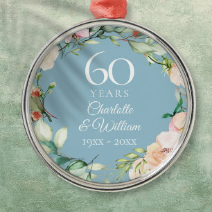 Sweet Summer Roses Garland 60th Anniversary Metal Tree Decoration