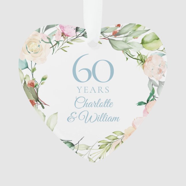 Sweet Summer Roses Garland 60th Anniversary Ornament (Front)