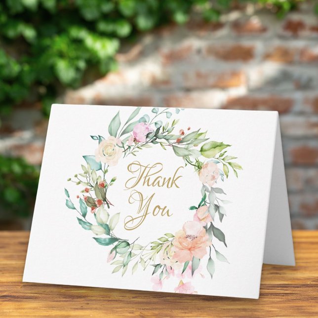 Sweet Summer Roses Garland Thank You Card (Creator Uploaded)