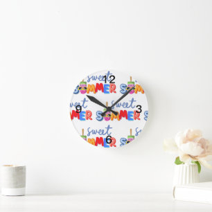 sweet summer round clock