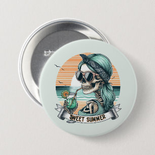 Sweet Summer Skeleton Retro Sunset Design 7.5 Cm Round Badge