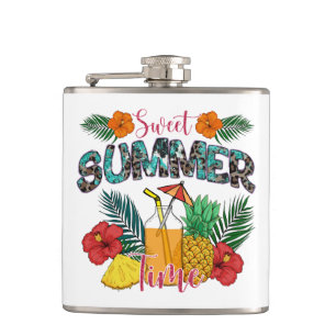 Sweet Summer Time Beach   Tropical Island Hip Flask