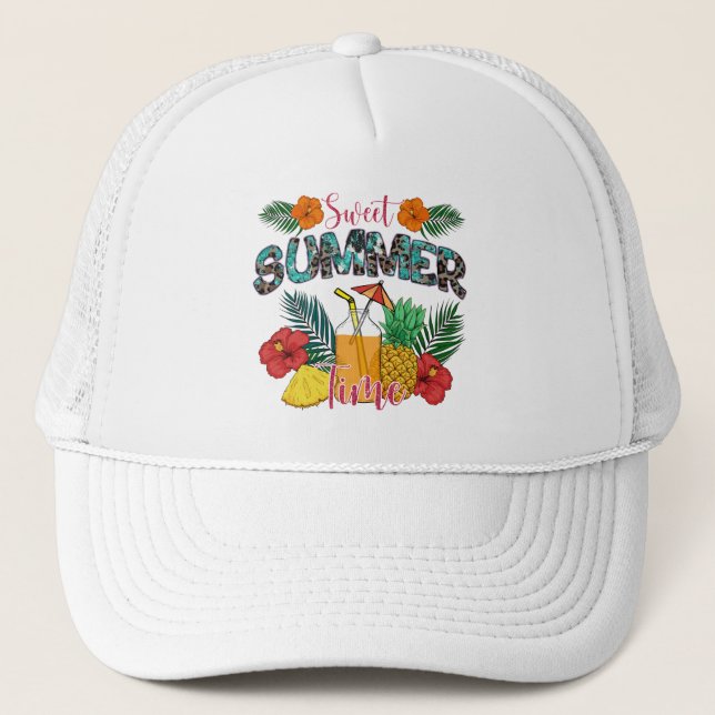 Sweet Summer Time Beach | Tropical Island Trucker Hat (Front)