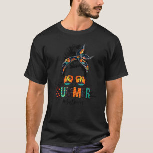 Sweet Summer Time Bus Driver Messy Bun Beach Vibes T-Shirt