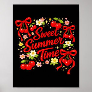 Sweet summer time cherry retro bow summer outfit poster