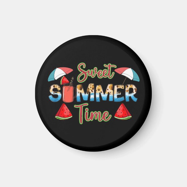 Sweet Summer Time | Colorful Watermelon Slice Magnet (Front)