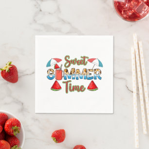 Sweet Summer Time Colourful Watermelon Napkin