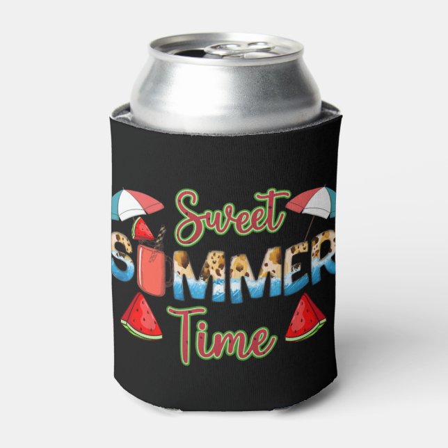 Sweet Summer Time | Colourful Watermelon Slice Can Cooler (Can Front)