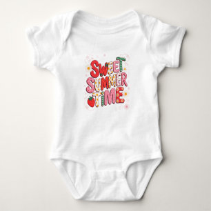 Sweet Summer Time Coquette Strawberry Retro Beach Baby Bodysuit