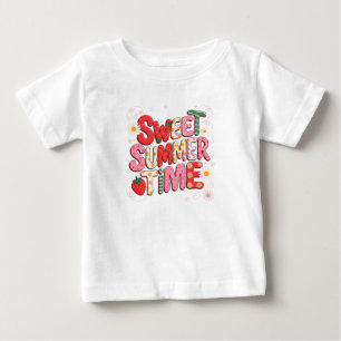 Sweet Summer Time Coquette Strawberry Retro Beach  Baby T-Shirt