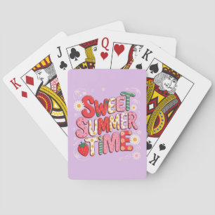 Sweet Summer Time Coquette Strawberry Retro Beach  Playing Cards