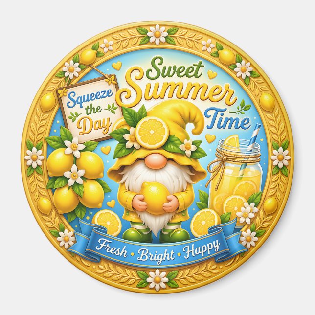 Sweet Summer Time Gnome Magnet (Front)