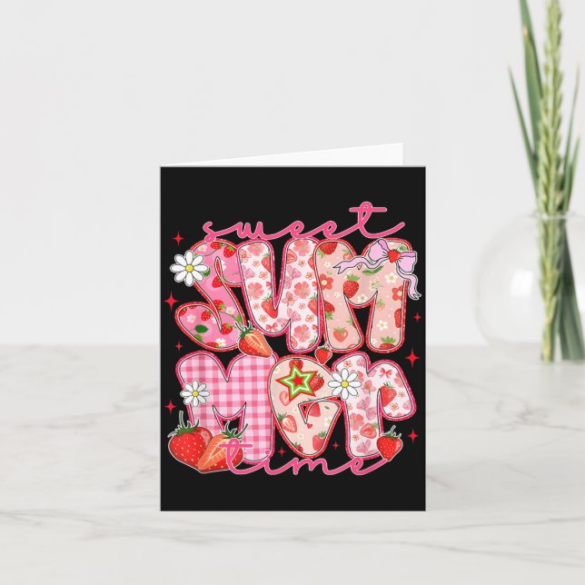 Sweet Summer Time Strawberry Summer Vibes Hello Card (Front)