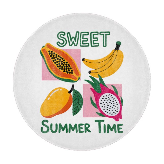 Sweet Summer Time Tropical Fruit Pop Art Design Cutting Board (Front)