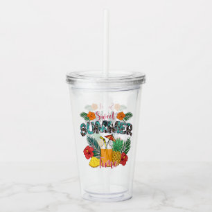 Sweet Summer Time Tropical Fruits & Floral Acrylic Tumbler