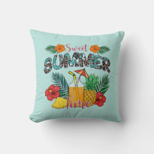Sweet Summer Time   Tropical Fruits & Floral Cushion