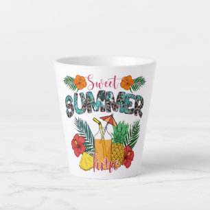 Sweet Summer Time   Tropical Fruits & Floral Latte Mug