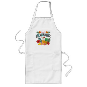 Sweet Summer Time   Tropical Fruits & Floral Long Apron