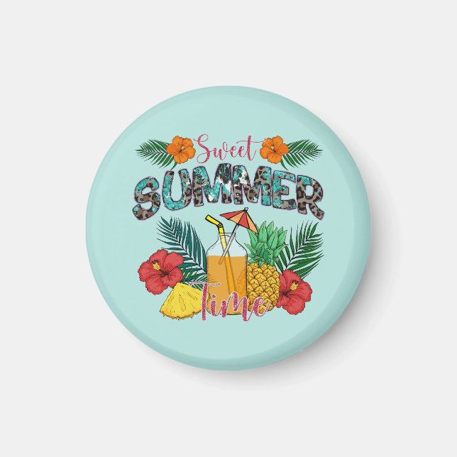 Sweet Summer Time | Tropical Fruits & Floral Magnet (Front)