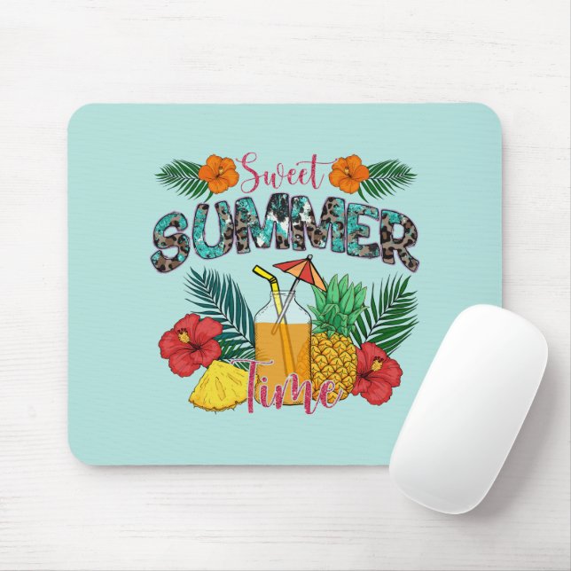 Sweet Summer Time | Tropical Fruits & Floral Mouse Pad (With Mouse)