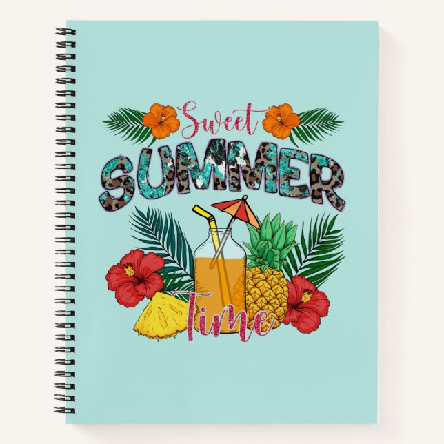 Sweet Summer Time | Tropical Fruits & Floral Notebook (Front)