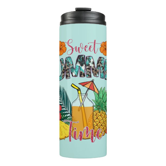 Sweet Summer Time | Tropical Fruits & Floral Thermal Tumbler (Front)