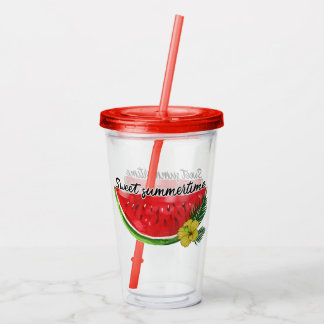 Sweet Summer Time | Watercolor Watermelon Acrylic Tumbler
