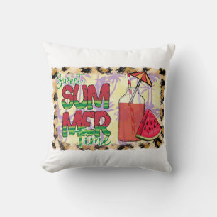 Sweet Summer Time   Watermelon, Beach & Leopard Cushion