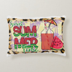 Sweet Summer Time   Watermelon, Beach & Leopard Decorative Cushion