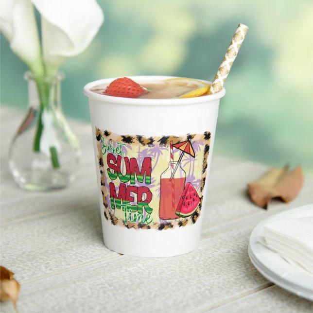 Sweet Summer Time | Watermelon, Beach & Leopard Paper Cups (Insitu)