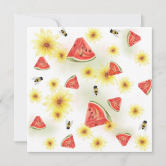 Sweet Summer Vibe: Watermelon, Sunflowers, and Bee Invitation