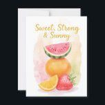 Sweet Summer Vibes – Watercolor Fruit Postcard<br><div class="desc">Send a burst of sunshine with this cheerful summer postcard featuring juicy watercolor fruits and a warm, uplifting vibe. The front showcases vibrant hand-painted watermelon, orange, and strawberry illustrations, while the back includes a playful QR message — “Scan to explore sunny vibes 🍉” — inviting the recipient to discover more...</div>
