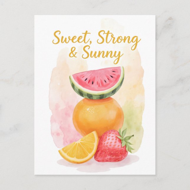 Sweet Summer Vibes – Watercolor Fruit Postcard (Front)