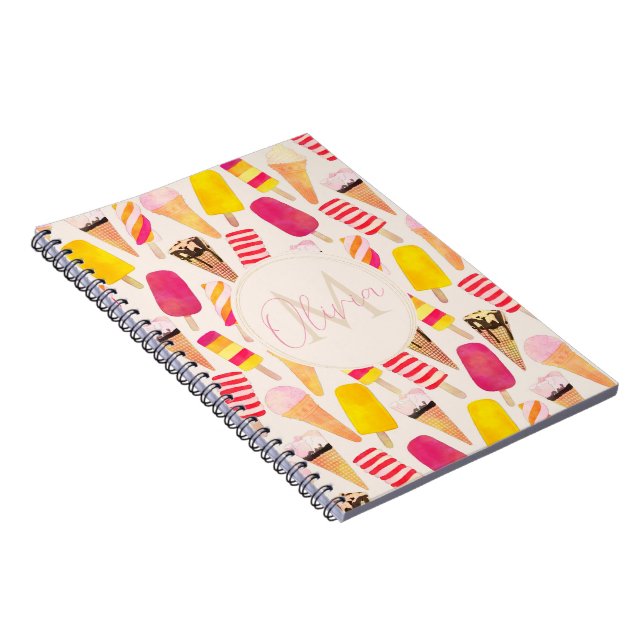 Sweet Summer Watercolor Ice Cream Notebook (Right Side)
