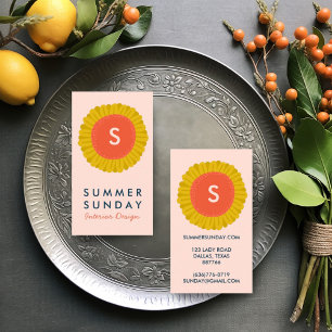 Sweet Sunflower Daisy Flower CUSTOM Initials Business Card