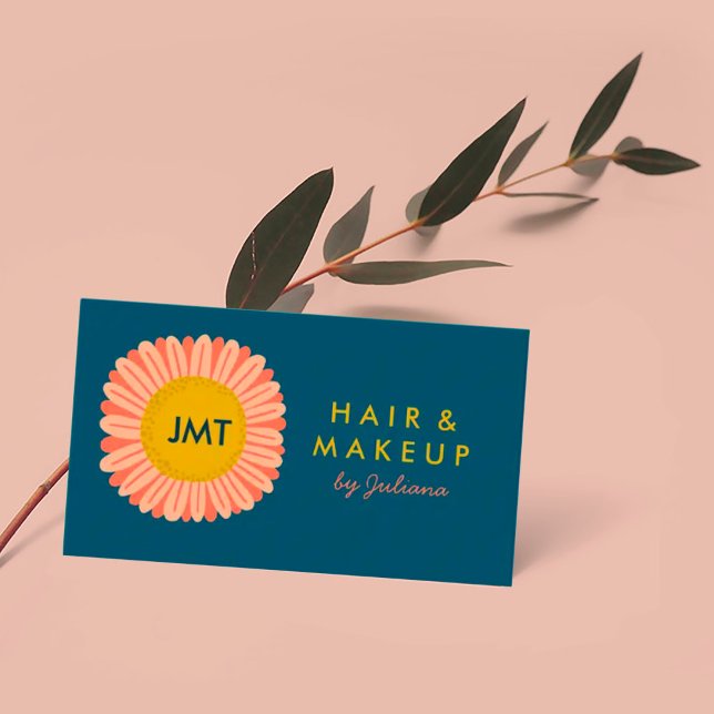 Sweet Sunflower Daisy Flower CUSTOM Initials  Business Card (Creator Uploaded)