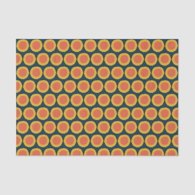 Sweet Sunflower Daisy Red Yellow Colourful Pattern Tissue Paper (Front)