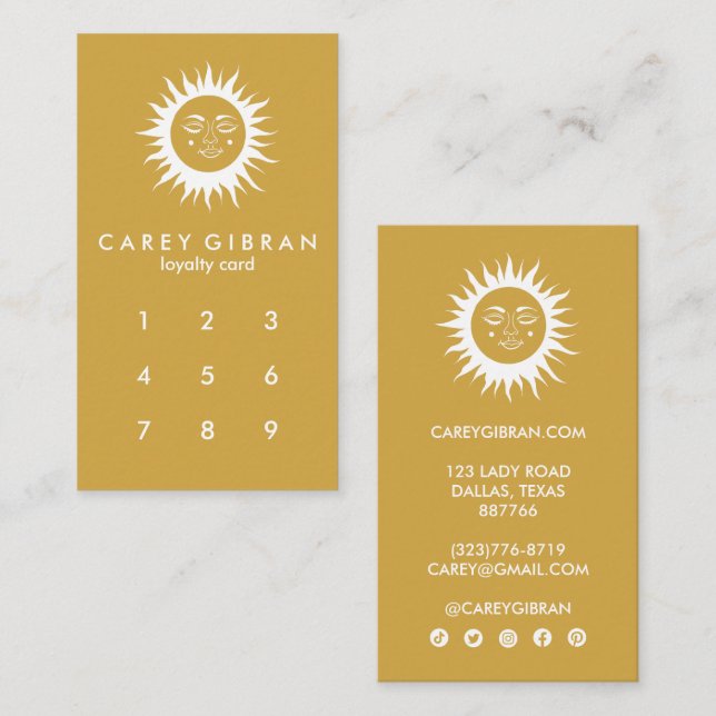 Sweet Sunshine Chic Elegant Line Drawing CUSTOM Loyalty Card (Front/Back)