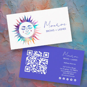 Sweet Sunshine Rainbow Boho Elegant Social Icon QR Business Card