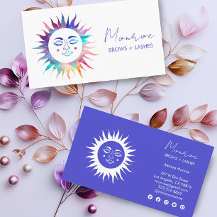 Sweet Sunshine Rainbow Boho Elegant Social Icons  Business Card