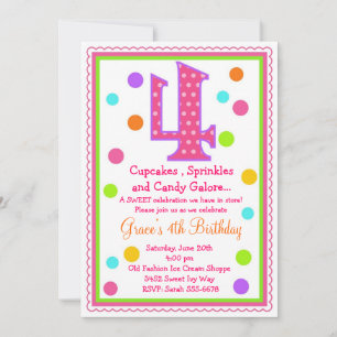 Sweet Surprise 4th Birthday Invitation